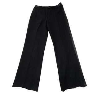 Lauren Ralph Lauren Womens Size 14 Black Wool Tuxedo Pants High Rise Silk Stripe